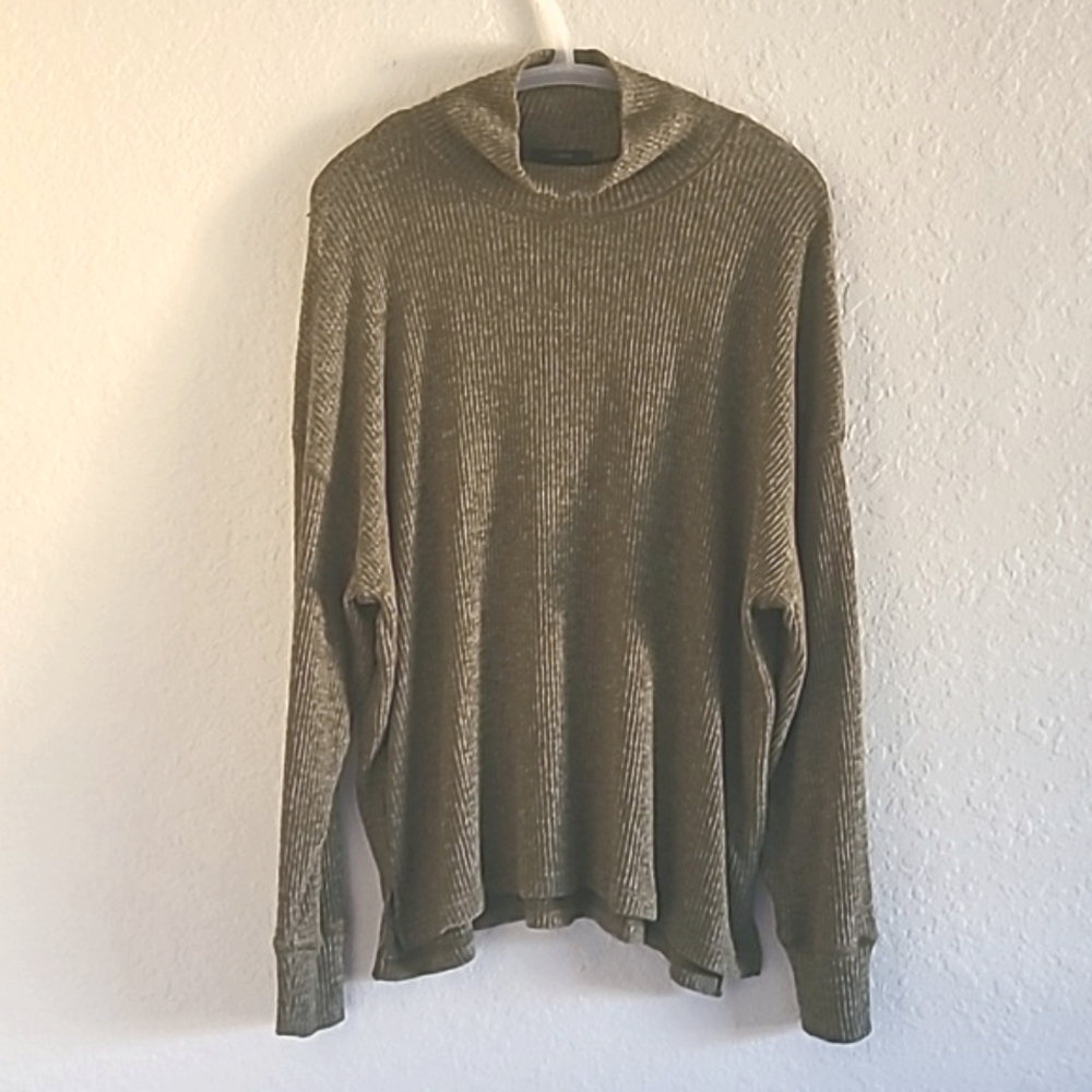 J.Crew Mock Turtle Neck Sweater. Large. Olive Green. Relaxed Shoulder. Like New.